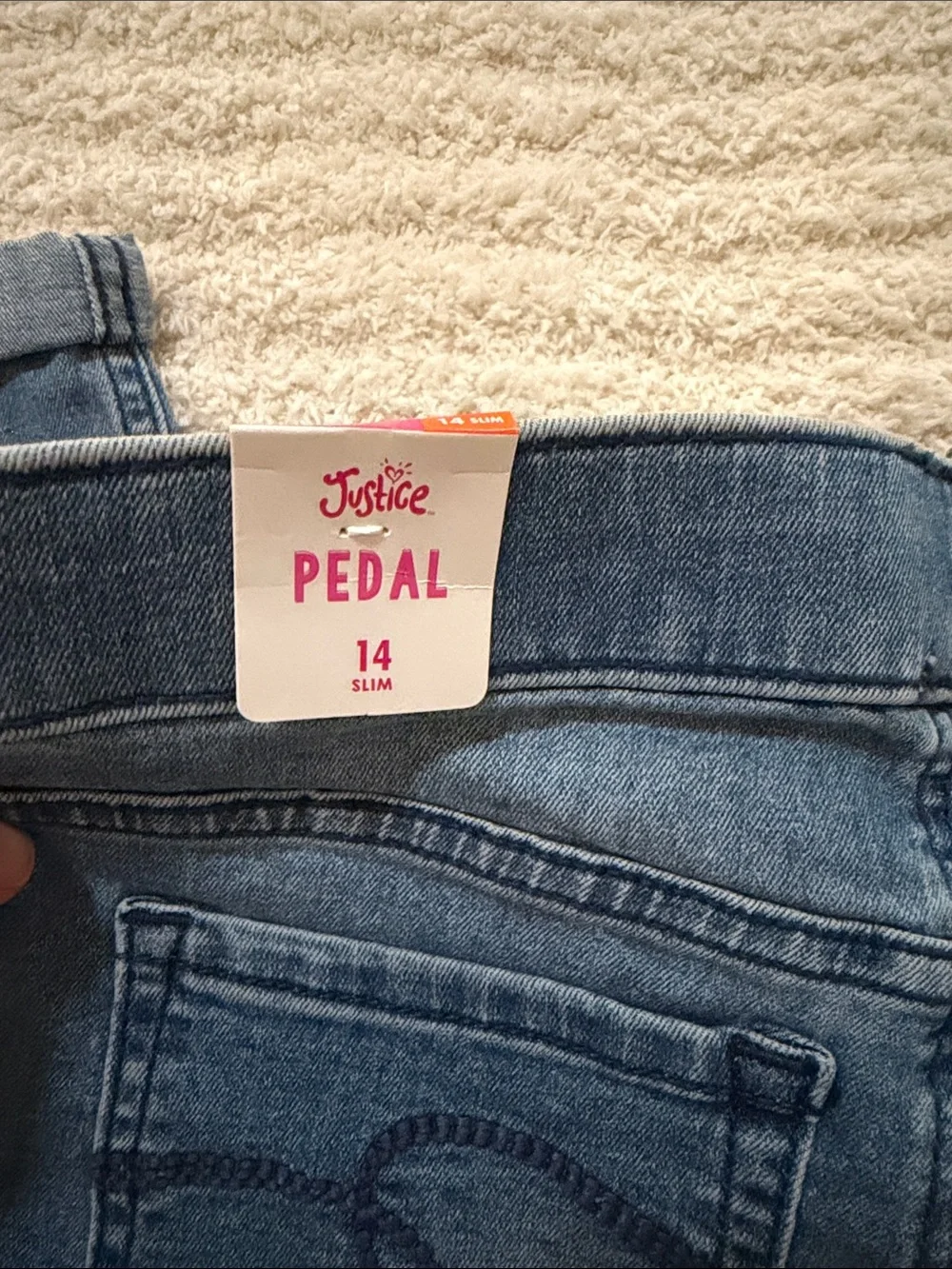 Justice Girls Blue Stretch Jeggings with Cuffed Hem
